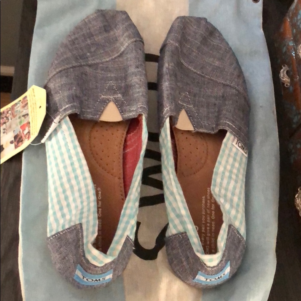 Blue Seersucker Women’s Classic TOMS
